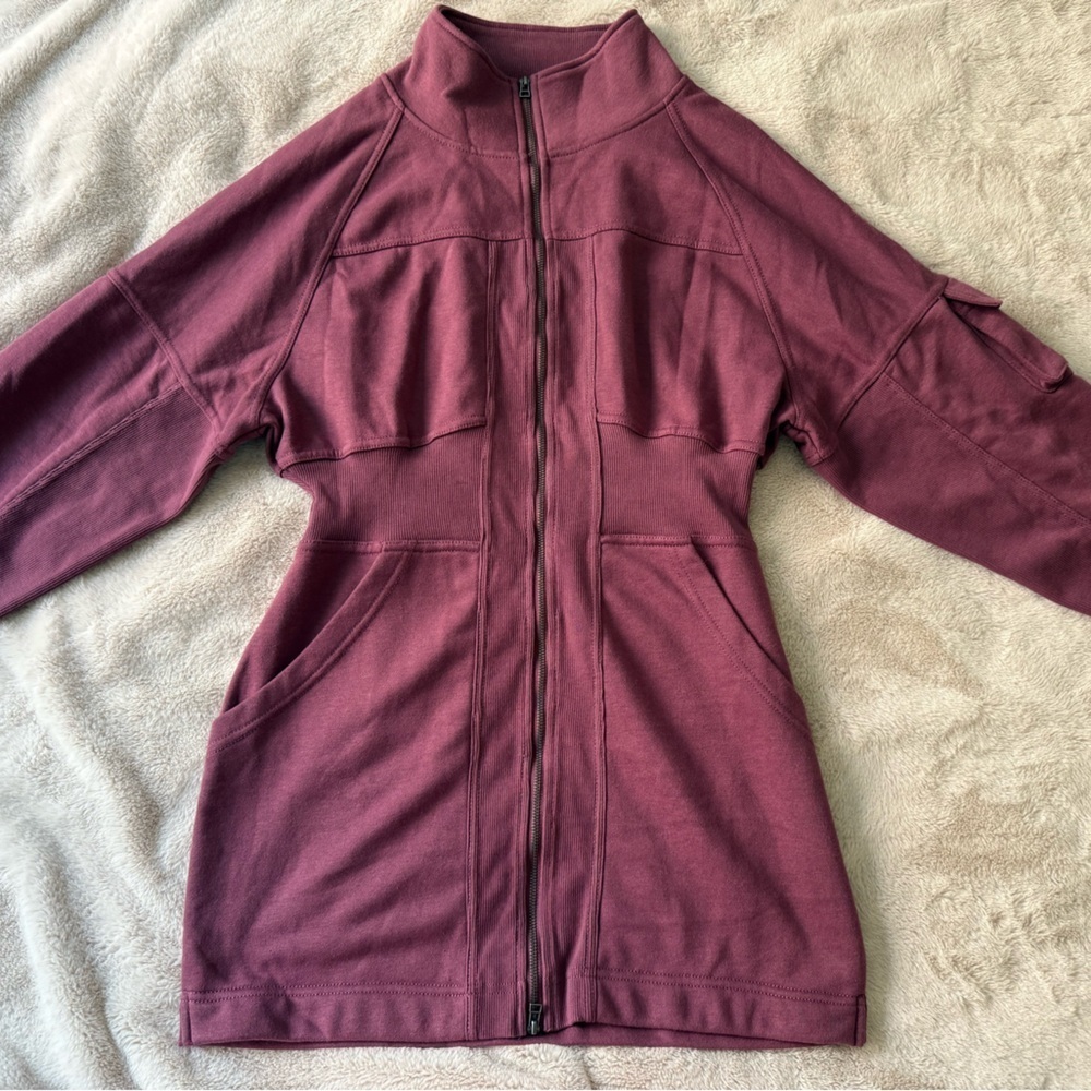 NWT Anthropologie Daily Practice Long-Sleeve Pop Trick Dress Burgundy Size M - Picture 7 of 13